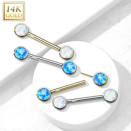 14 Karat Solid Gold Nipple Ring Barbell 14 Gauge 14 mm Round - Pair - Kruelty - Photo 2