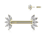 14 Karat Solid Gold Nipple Ring Barbell 14 Gauge Threadless Fan - Pair - Kruelty - Photo 4