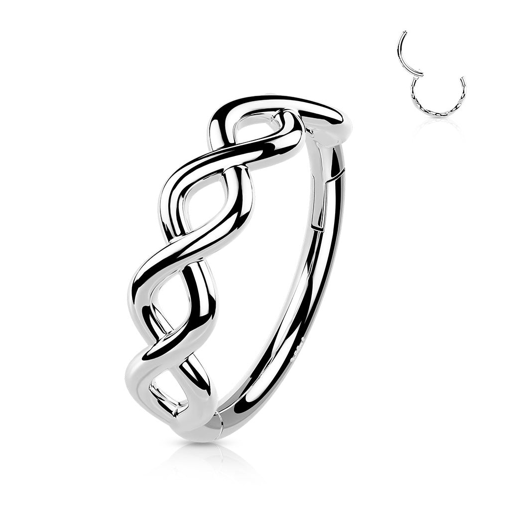 14K Solid Gold Hinged Segment Hoop Ring Outer Facing Infinity