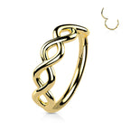 14K Solid Gold Hinged Segment Hoop Ring Outer Facing Infinity