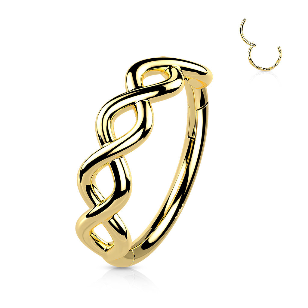 14K Solid Gold Hinged Segment Hoop Ring Outer Facing Infinity