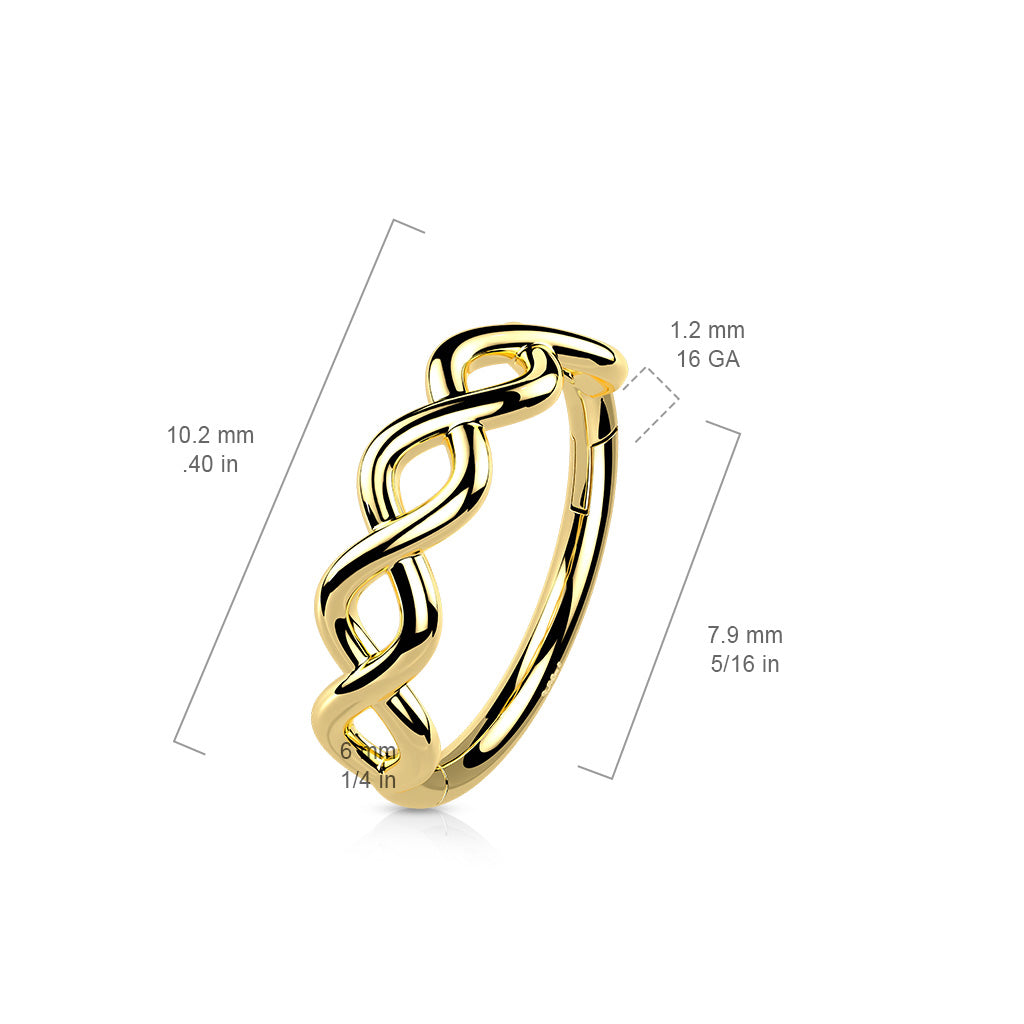 14K Solid Gold Hinged Segment Hoop Ring Outer Facing Infinity
