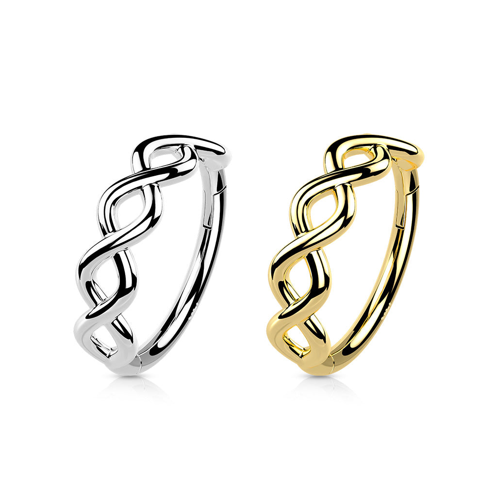 14K Solid Gold Hinged Segment Hoop Ring Outer Facing Infinity