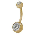 Titanium Belly Ring 14 Gauge 7/16" (11MM) Double Jeweled Gems - Kruelty - Photo 2