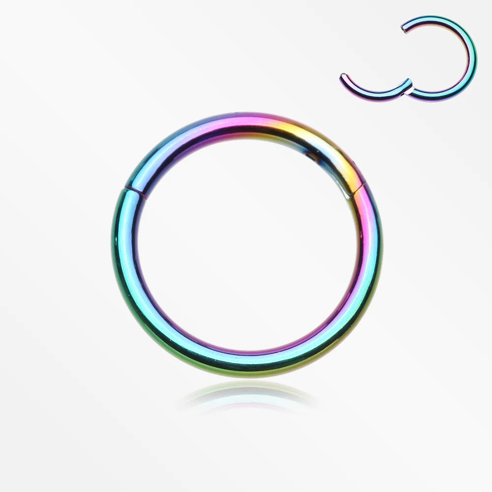 Surgical Steel Hinged Segment Ring 16 Gauge 1/2" (12 mm) Seamless Hoop - Kruelty - Photo 3