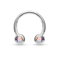 Surgical Steel Circular Barbell Ring 16 & 14 Gauge Front CZ Gem - Pair - Kruelty - Photo 7