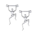 Surgical Steel Nipple Barbell with Climbing Figure - Pair