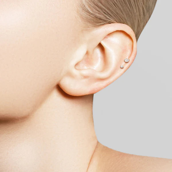 Surgical Steel Labret Stud 20 & 18 Gauge Threadless Flat Back CZ Gem - Kruelty - Photo 3