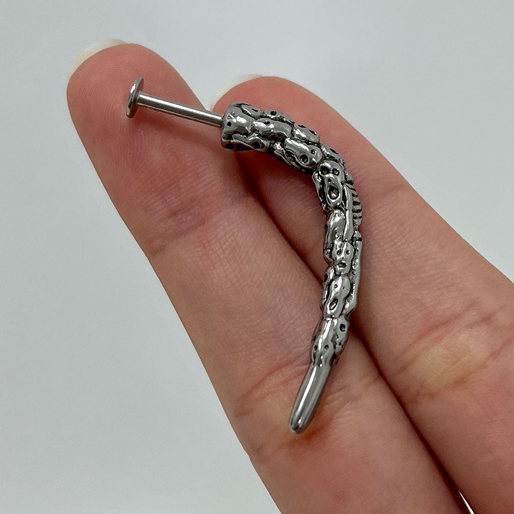 Surgical Steel 14 Gauge Curved Labret Stud with Gothic Skull Claw - photo 6