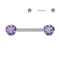 Titanium Nipple Ring Barbell 14 Gauge Threadless Front Facing - Pair - Kruelty - Photo 2