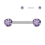 Titanium Nipple Ring Barbell 14 Gauge Threadless Front Facing - Pair - Kruelty - Photo 2