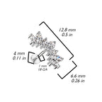 Titanium Cartilage Crawl Labret Stud Ring 18 Gauge & 7 Gem Curved Top - Kruelty - Photo 2