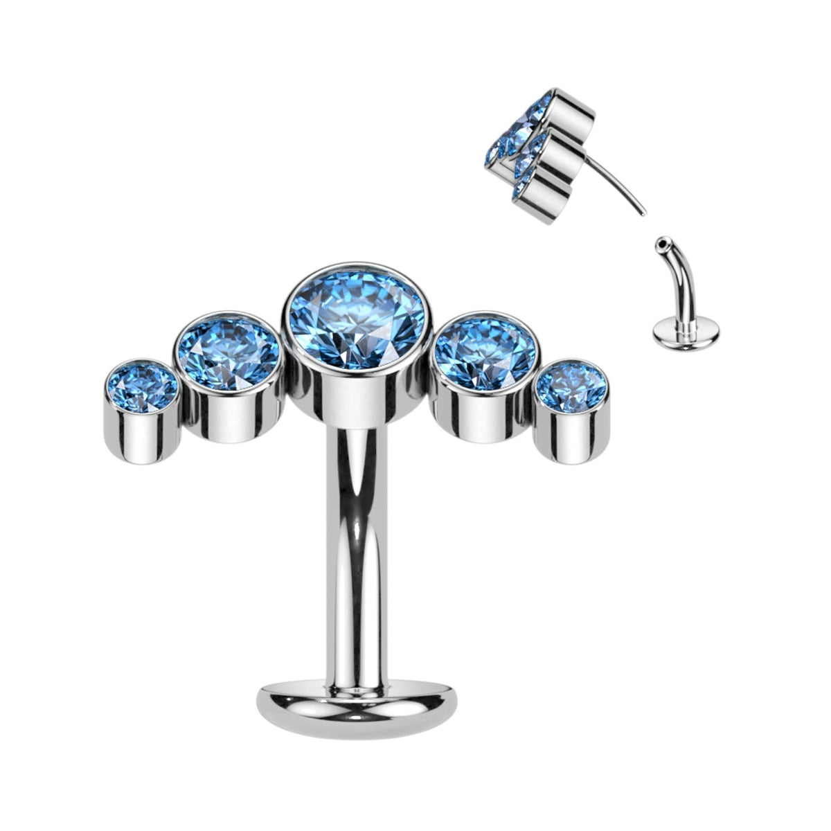 Titanium Belly Ring 14 Gauge 5/16" (8mm) 5 Cubic Zirconia Gems - Kruelty - Photo 7