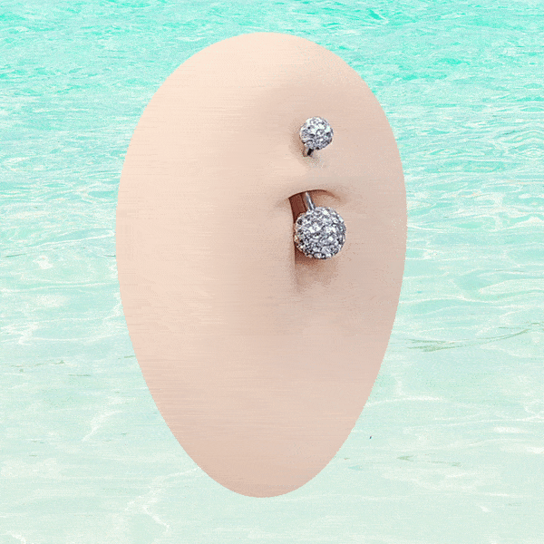 Surgical Steel 14 Gauge Crystal Belly Button Rings 10mm - 3 Pack
