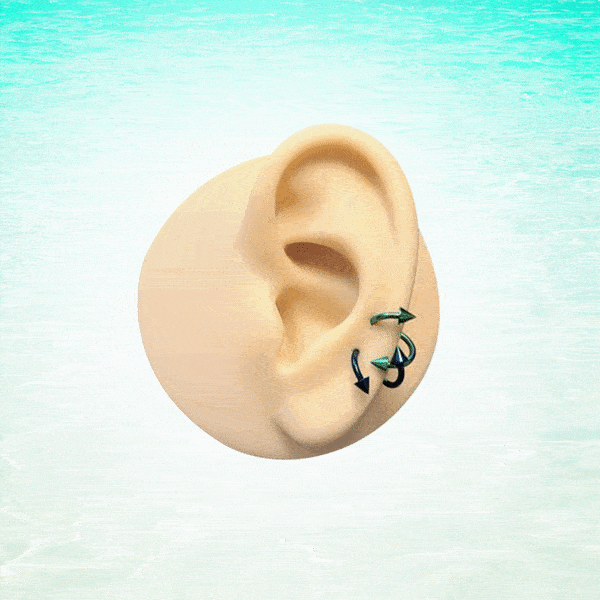 Anodized Titanium 16 Gauge Blue & Green Spike Twister Rings - 4 Pack