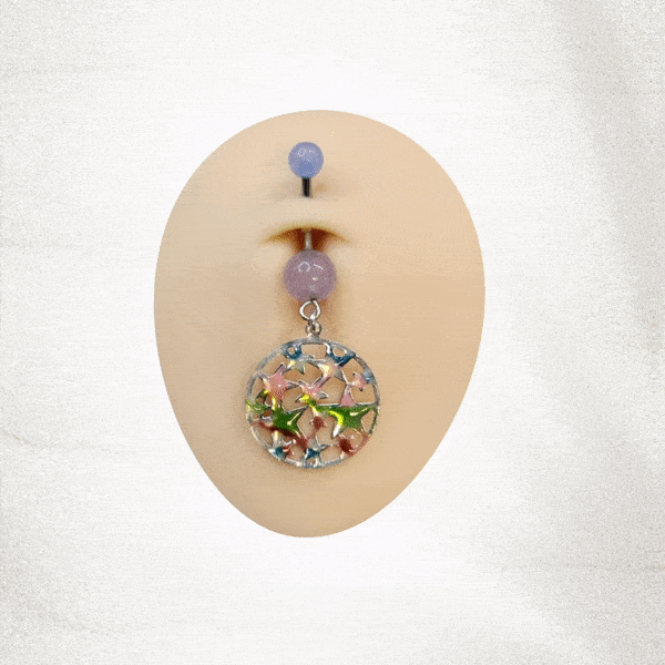 Surgical Steel or Titanium Belly Ring 14G 11mm with UV Star Charm - photo 3