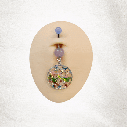 Surgical Steel or Titanium Belly Ring 14G 11mm with UV Star Charm - photo 3