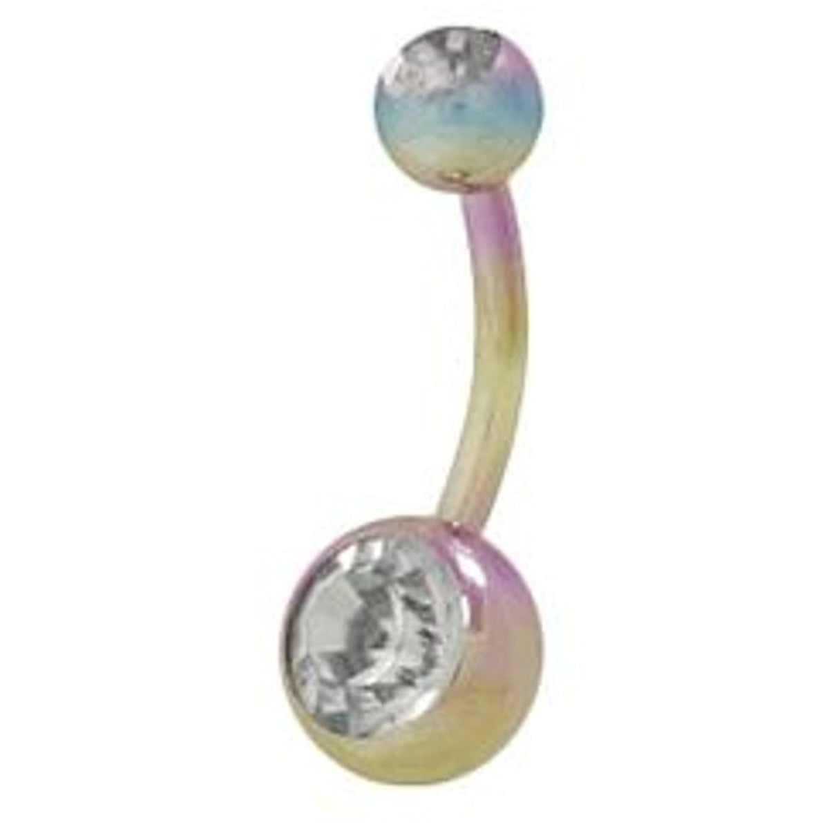Titanium Belly Ring 14 Gauge 7/16" (11MM) Double Jeweled Gems - Kruelty - Photo 3