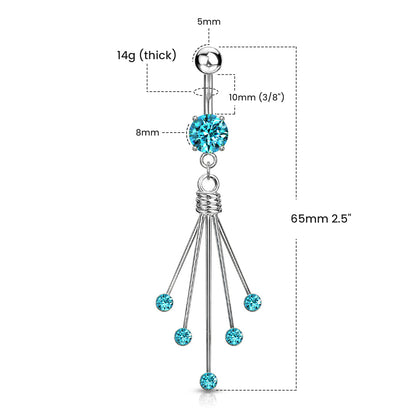 Titanium 14 Gauge Belly Ring with Round Dangle CZ - photo 2