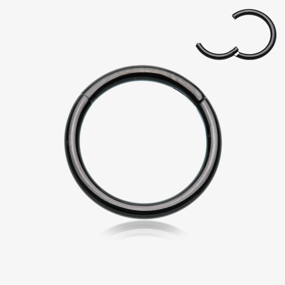 Surgical Steel Hinged Segment Ring 16 Gauge 1/2" (12 mm) Seamless Hoop - Kruelty - Photo 4