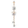 Surgical Steel Belly Button Ring 14 Gauge Ribbon & Gem Chain Dangle - Kruelty - Photo 7