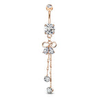 Surgical Steel Belly Button Ring 14 Gauge Ribbon & Gem Chain Dangle - Kruelty - Photo 7