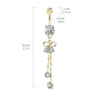 Surgical Steel Belly Button Ring 14 Gauge Ribbon & Gem Chain Dangle - Kruelty - Photo 4