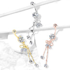 Surgical Steel Belly Button Ring 14 Gauge Ribbon & Gem Chain Dangle - Kruelty - Photo 3