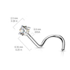 Surgical Steel 20 Gauge Prong Set Square CZ Nose Screw