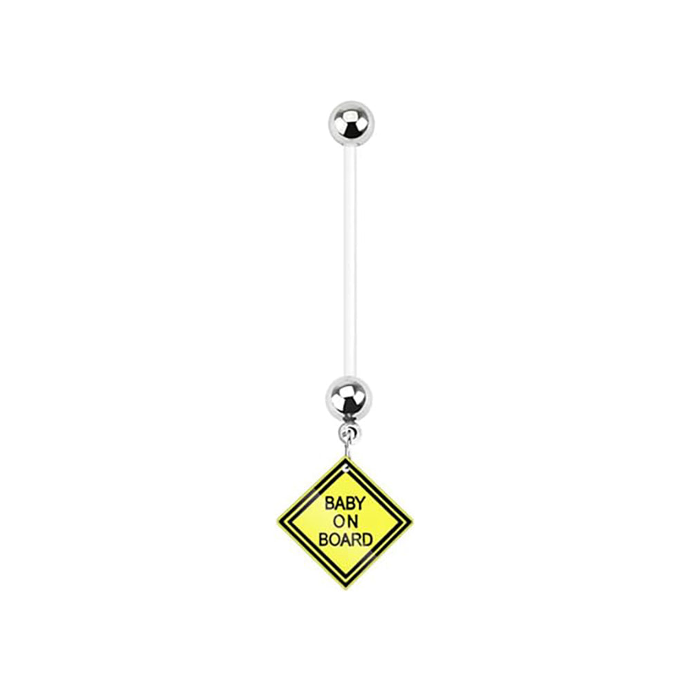 Bio-Flex Pregnancy Belly Button Ring 14 Gauge 1" (25 mm) Baby on Board - Kruelty - Photo 4