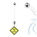 Bio-Flex Pregnancy Belly Button Ring 14 Gauge 1" (25 mm) Baby on Board - Kruelty