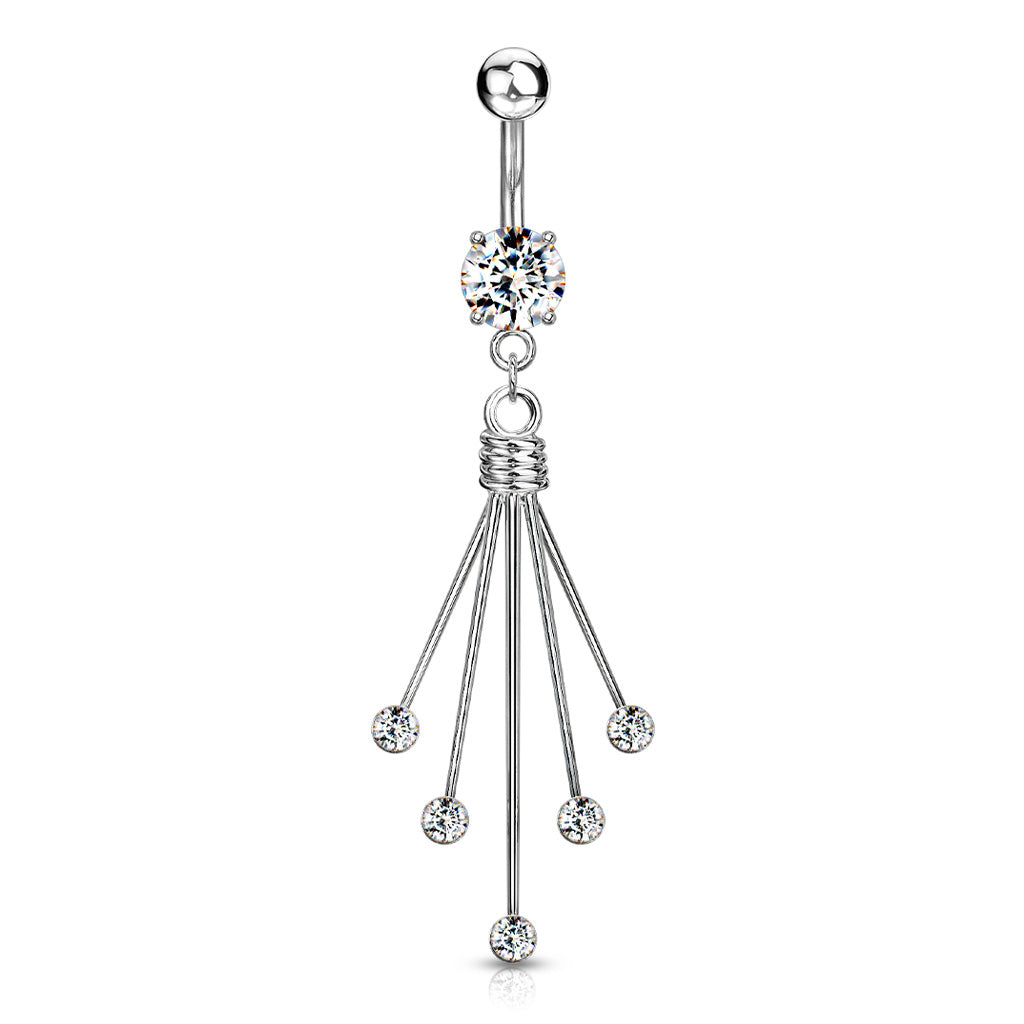 Titanium 14 Gauge Belly Ring with Round Dangle CZ - photo 3