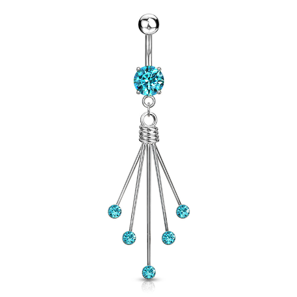 Titanium 14 Gauge Belly Ring with Round Dangle CZ - photo 4