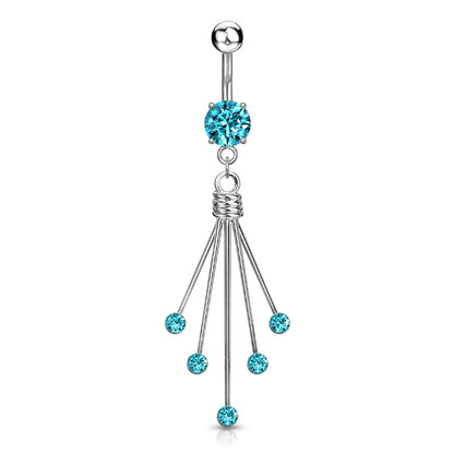 Titanium 14 Gauge Belly Ring with Round Dangle CZ - photo 4