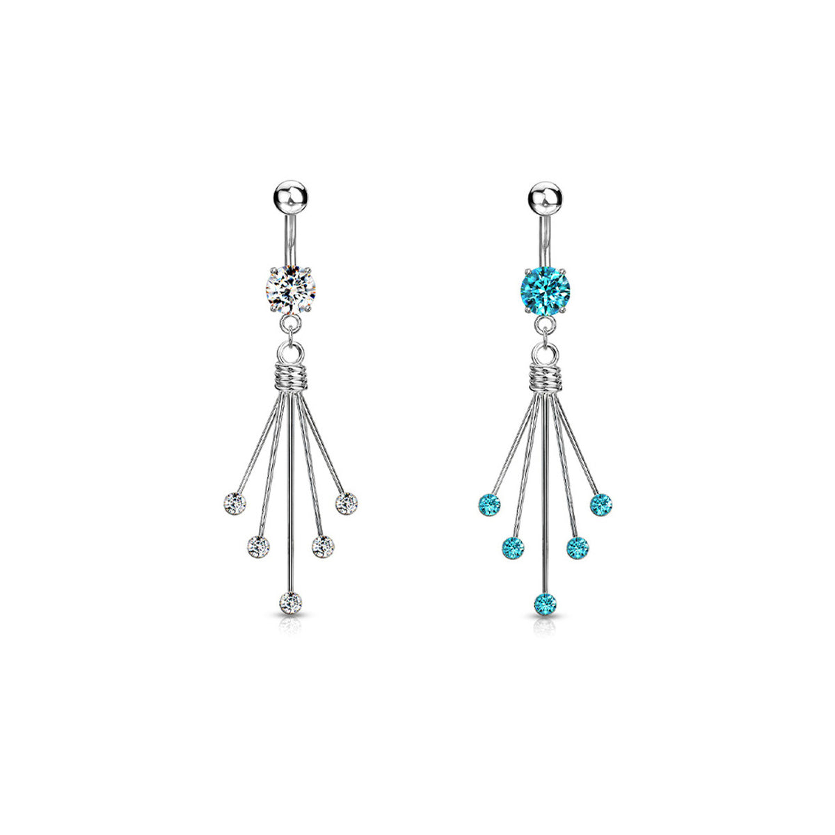 Titanium 14 Gauge Belly Ring with Round Dangle CZ