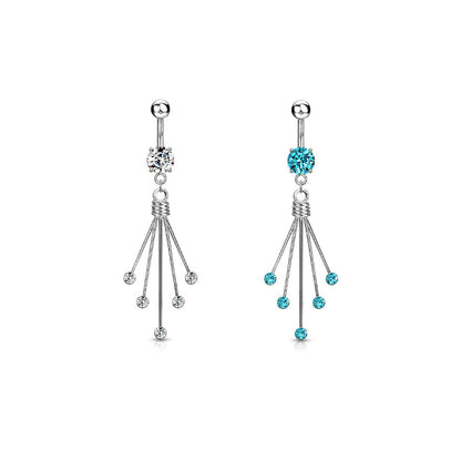 Titanium 14 Gauge Belly Ring with Round Dangle CZ