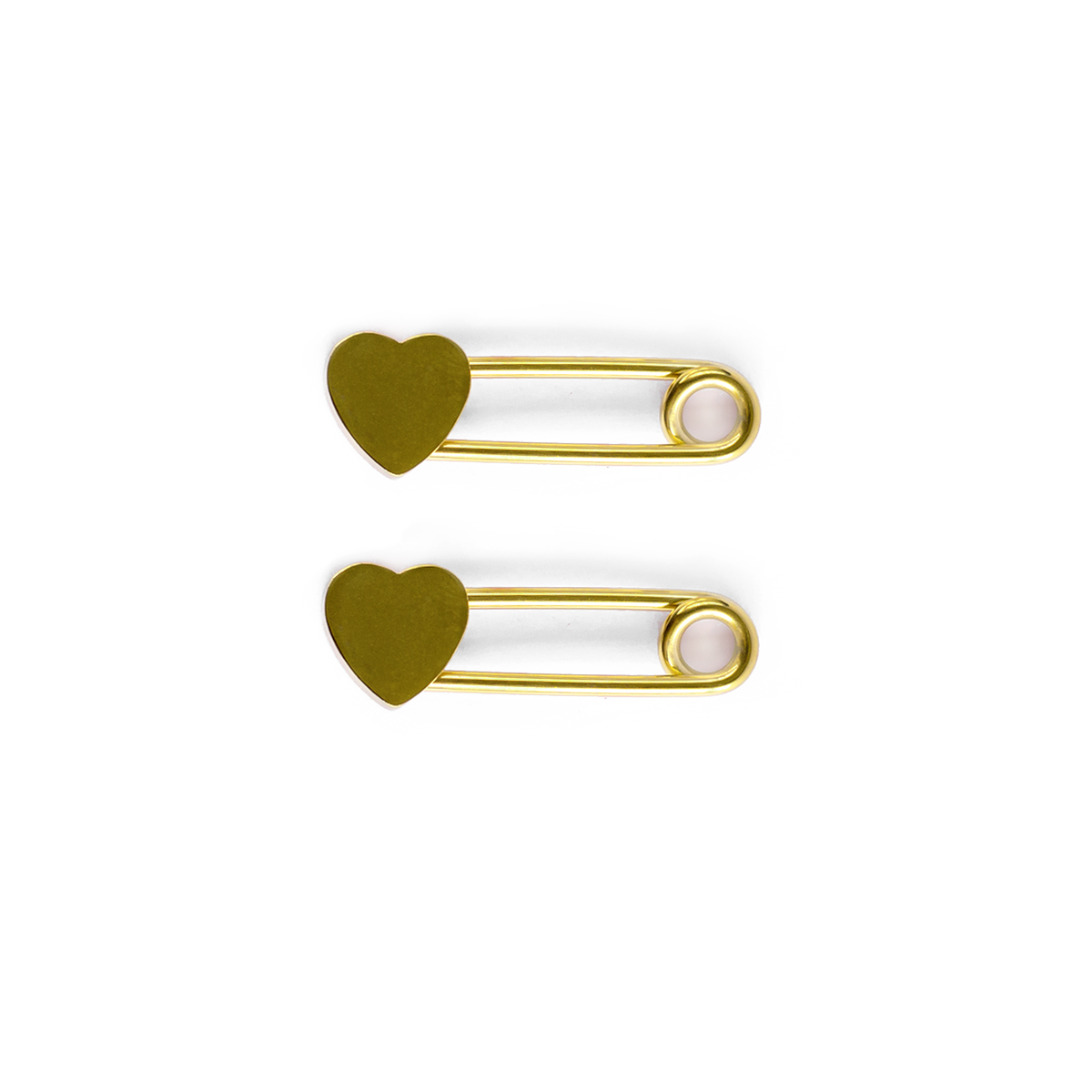 Surgical Steel 14 Gauge Safety Pin Nipple Ring with Gold Heart - Pair