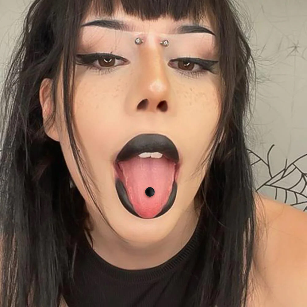 Surgical Steel Matte Black Tongue Ring Straight Barbell 14 Gauge 5/8" - Kruelty - Photo 2