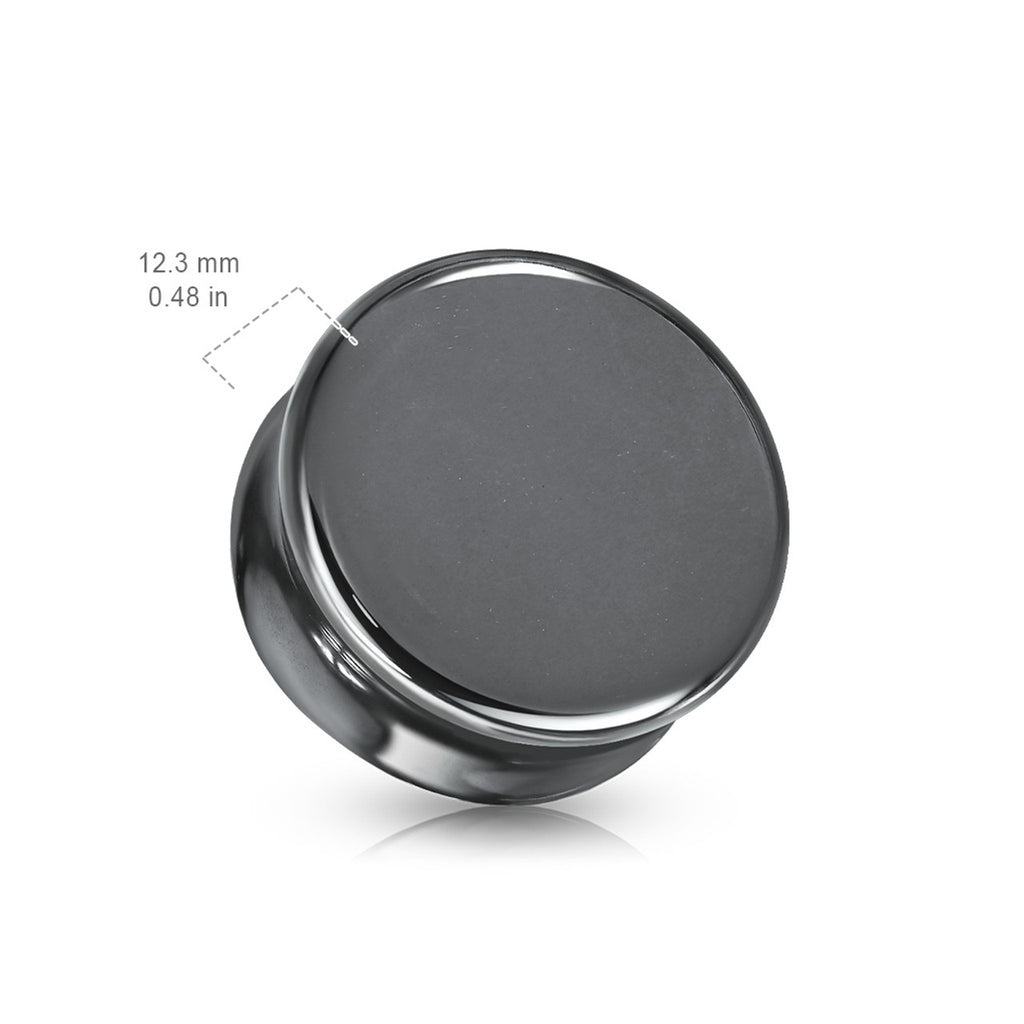 Double Flare Plug Ear Tunnel 6 to 5/8" Gauge & Hematite Stone - Pair - Kruelty - Photo 5