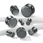 Double Flare Plug Ear Tunnel 6 to 5/8" Gauge & Hematite Stone - Pair - Kruelty - Photo 3