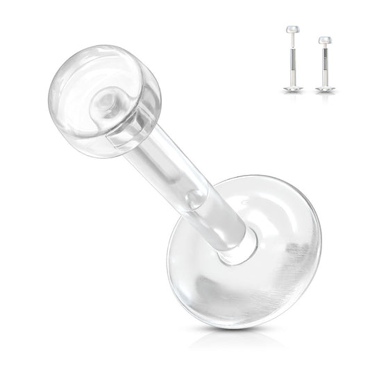 Clear Bio-Flex Tongue Retainer 14 Gauge with Threadless Removable Top