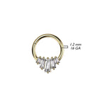 Surgical Steel Hinged Segment Ring 16 Gauge 5 Baguette CZ Fan - Kruelty - Photo 7