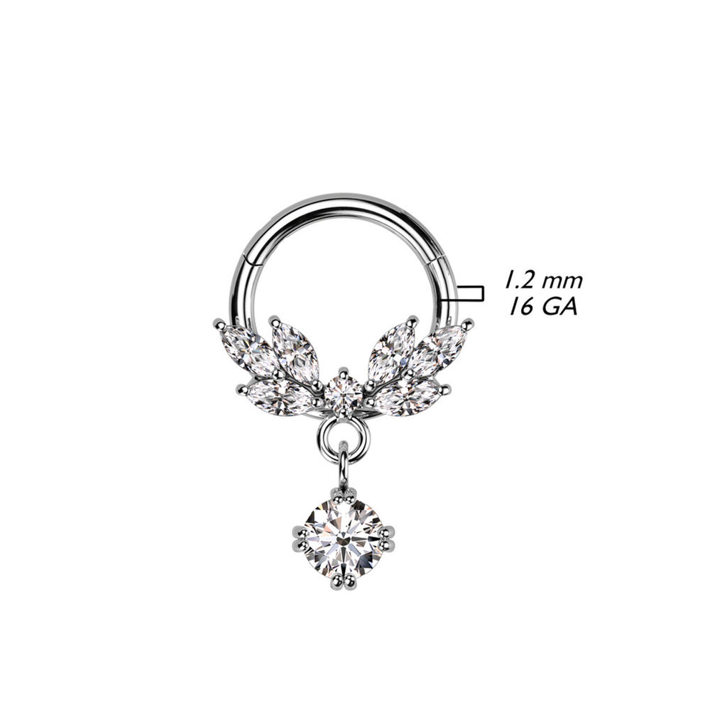 Surgical Steel Hinged Segment Ring 16 Gauge CZ Gem Vine - Kruelty - Photo 6