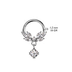 Surgical Steel Hinged Segment Ring 16 Gauge CZ Gem Vine - Kruelty - Photo 6