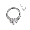 Surgical Steel Hinged Segment Ring 16 Gauge Baguette CZ Fan - Kruelty - Photo 3