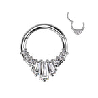 Surgical Steel Hinged Segment Ring 16 Gauge Baguette CZ Fan - Kruelty - Photo 3