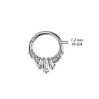Surgical Steel Hinged Segment Ring 16 Gauge Baguette CZ Fan - Kruelty - Photo 7