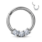 Surgical Steel Hinged Segment Ring 16 Gauge 3 Set CZ - Kruelty - Photo 3