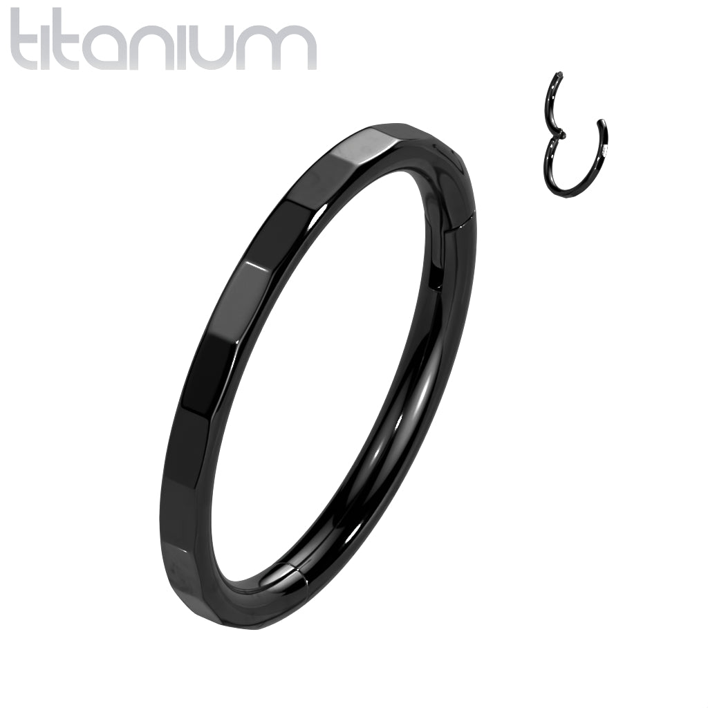 Titanium 16 Gauge Hinged Segment Ring with Faceted Rectangles - photo 2