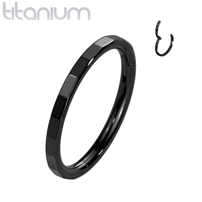 Titanium 16 Gauge Hinged Segment Ring with Faceted Rectangles - photo 2